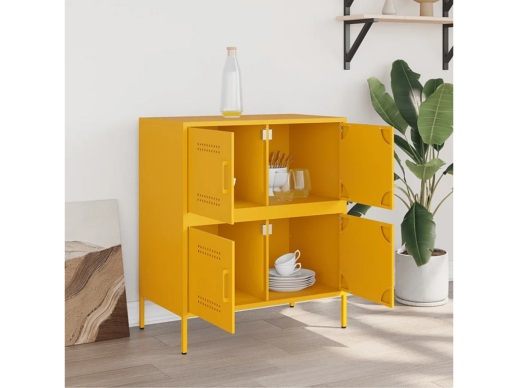 Buffet | Bahut | Meuble de rangement jaune moutarde 68x39x79 cm acier