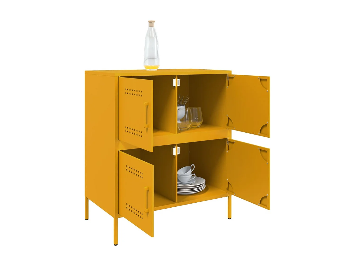 Buffet | Bahut | Meuble de rangement jaune moutarde 68x39x79 cm acier