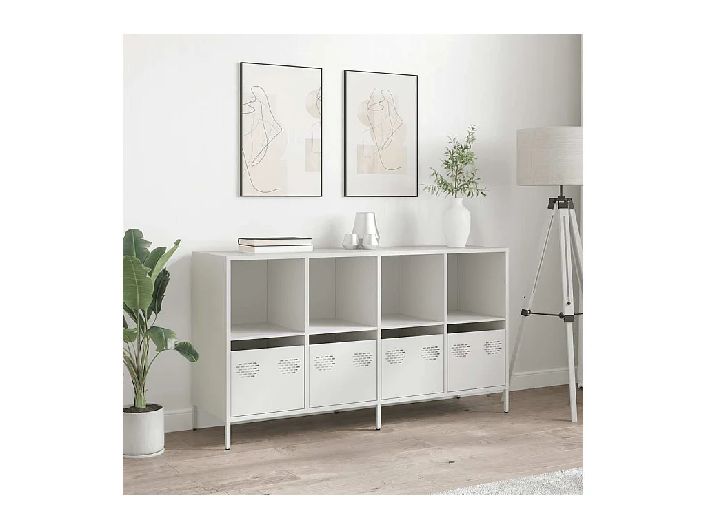 Buffet | Commode à tiroir | Meuble de rangement blanc 135x39x73,5 cm acier laminé à froid