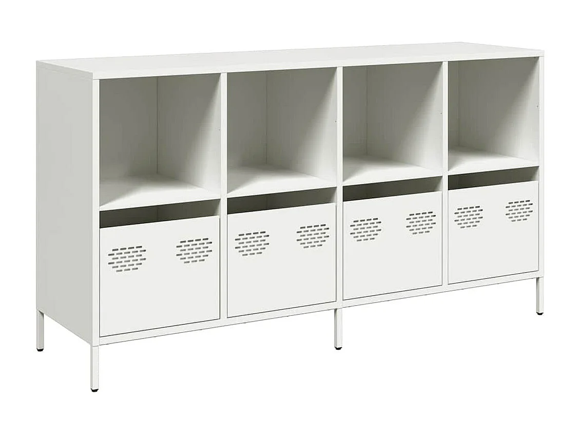 Credenza | Buffet | Armadio Bianca 135x39x73,5 cm in Acciaio Laminato a Freddo