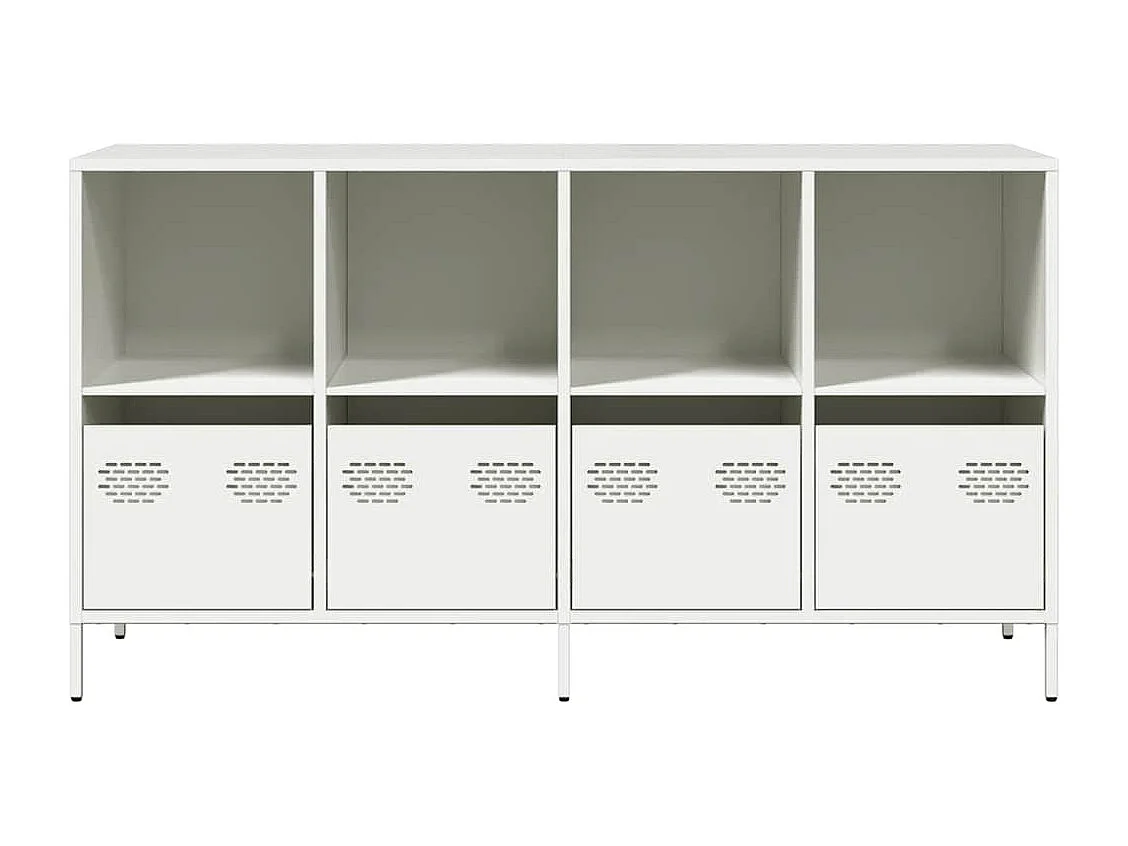 Credenza | Buffet | Armadio Bianca 135x39x73,5 cm in Acciaio Laminato a Freddo