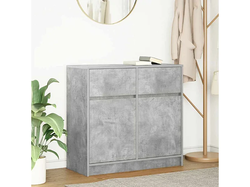 Buffet | Commode à tiroir | Meuble de rangement avec tiroir gris béton 80x34x76 cm bois d'ingénierie