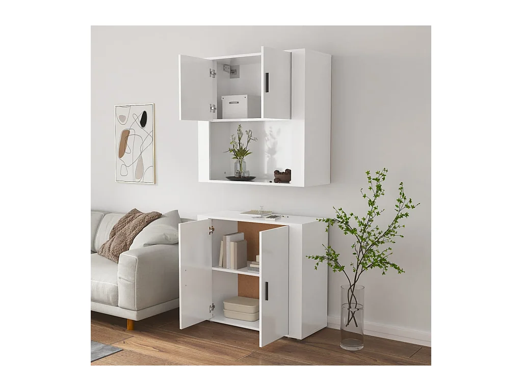 Credenza | Buffet | Armadio Bianca in Legno Multistrato