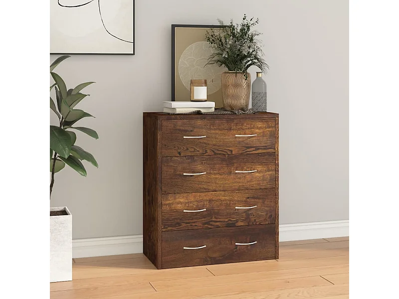 Credenza | Buffet | Armadio con 4 Cassetti 60x30,5x71 cm Rovere fumo