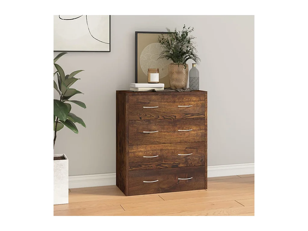 Credenza | Buffet | Armadio con 4 Cassetti 60x30,5x71 cm Rovere fumo