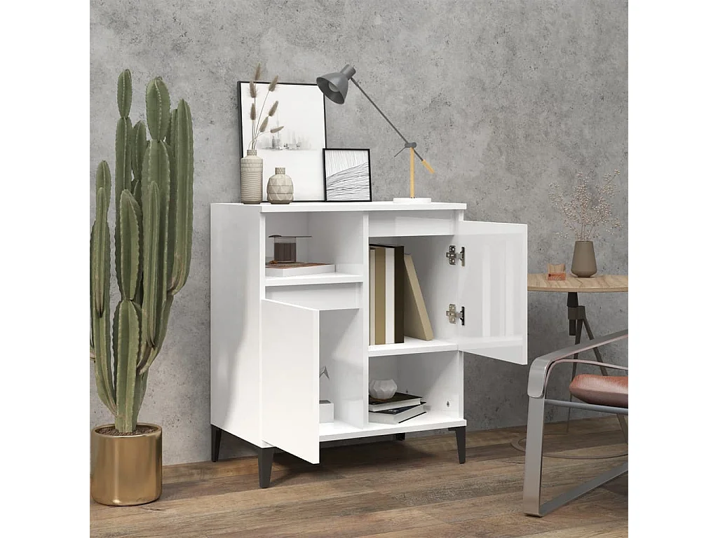 Buffet | Bahut | Meuble de rangement Blanc brillant 60x35x70 cm Bois d'ingénierie