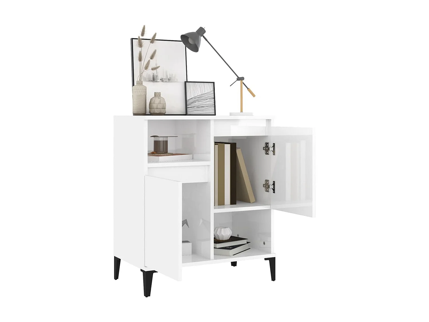 Buffet | Bahut | Meuble de rangement Blanc brillant 60x35x70 cm Bois d'ingénierie