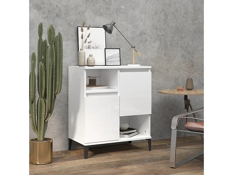 Buffet | Bahut | Meuble de rangement Blanc brillant 60x35x70 cm Bois d'ingénierie