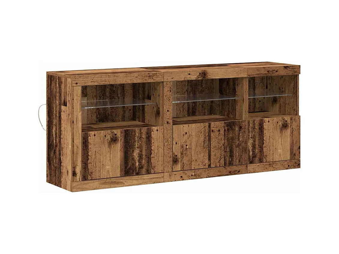 Buffet | Bahut | Meuble de rangement avec éclairage LED Bois Ancien 162x37x67 cm Bois reconstitué