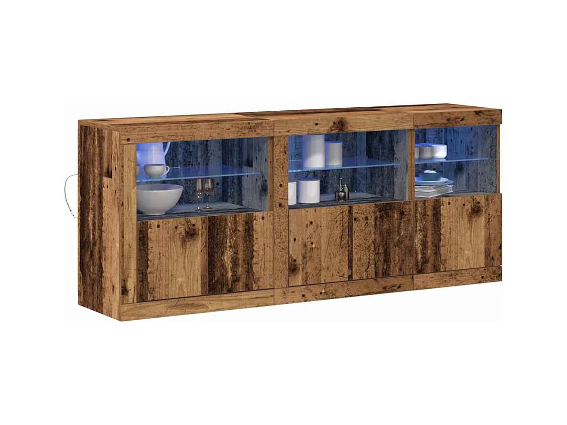 Buffet | Bahut | Meuble de rangement avec éclairage LED Bois Ancien 162x37x67 cm Bois reconstitué