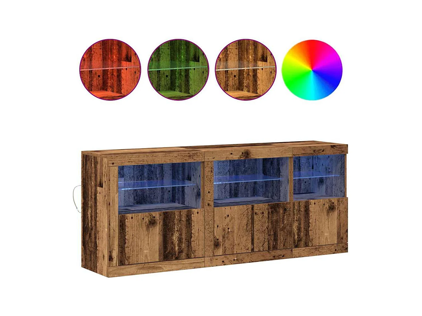 Buffet | Bahut | Meuble de rangement avec éclairage LED Bois Ancien 162x37x67 cm Bois reconstitué