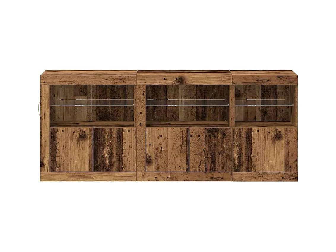 Buffet | Bahut | Meuble de rangement avec éclairage LED Bois Ancien 162x37x67 cm Bois reconstitué