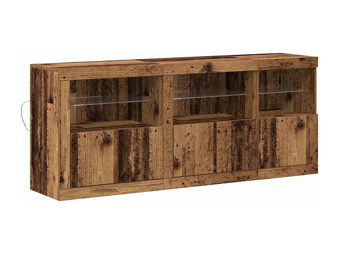 Credenza | Buffet | Armadio con luci LED Legno vecchio 162x37x67 cm Legno ingegnerizzato