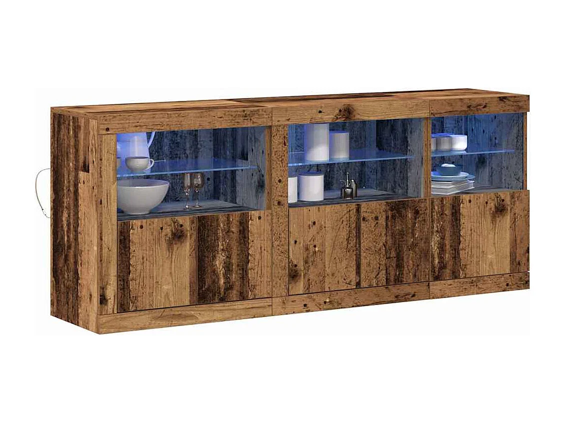 Credenza | Buffet | Armadio con luci LED Legno vecchio 162x37x67 cm Legno ingegnerizzato