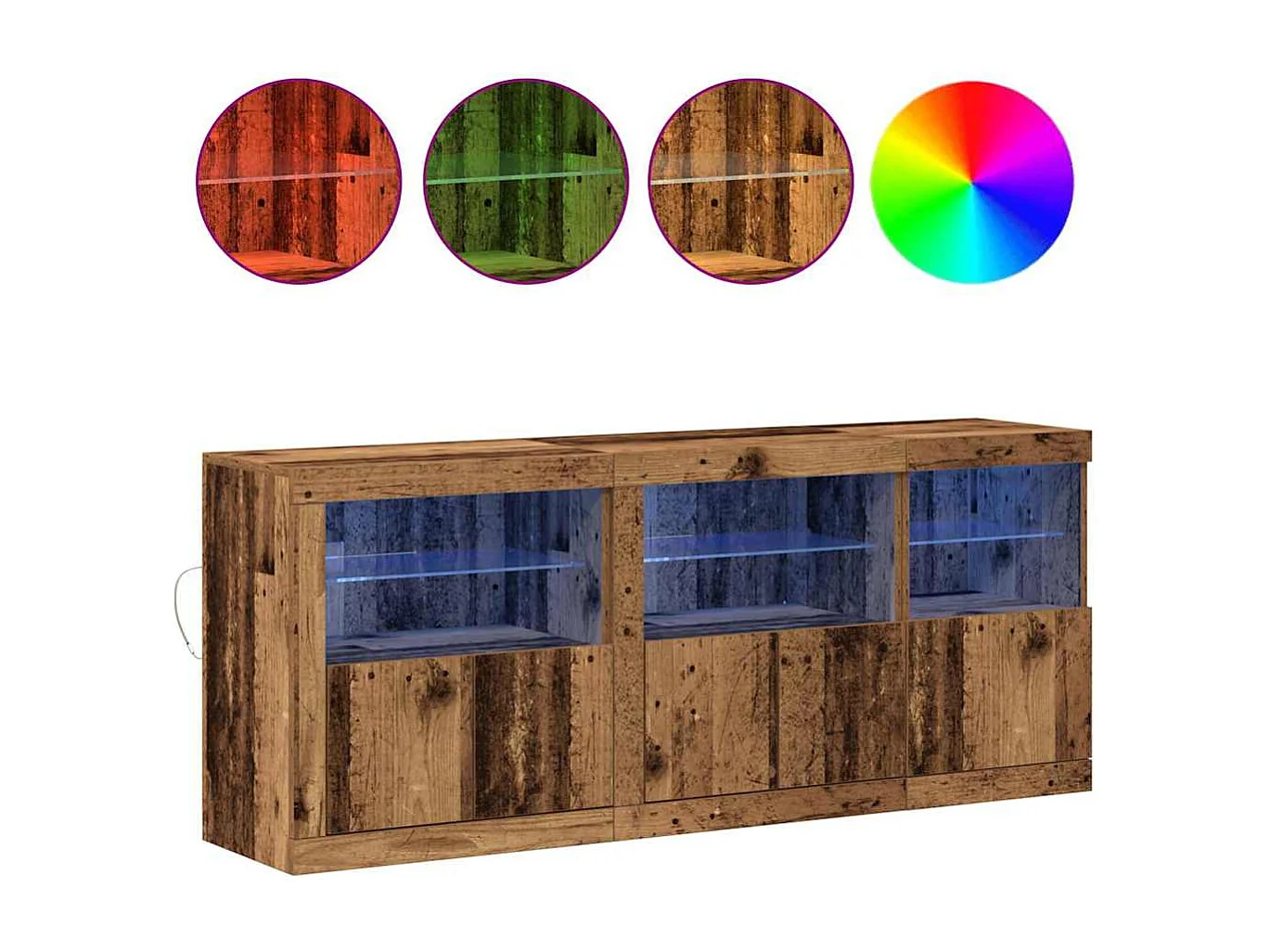 Credenza | Buffet | Armadio con luci LED Legno vecchio 162x37x67 cm Legno ingegnerizzato