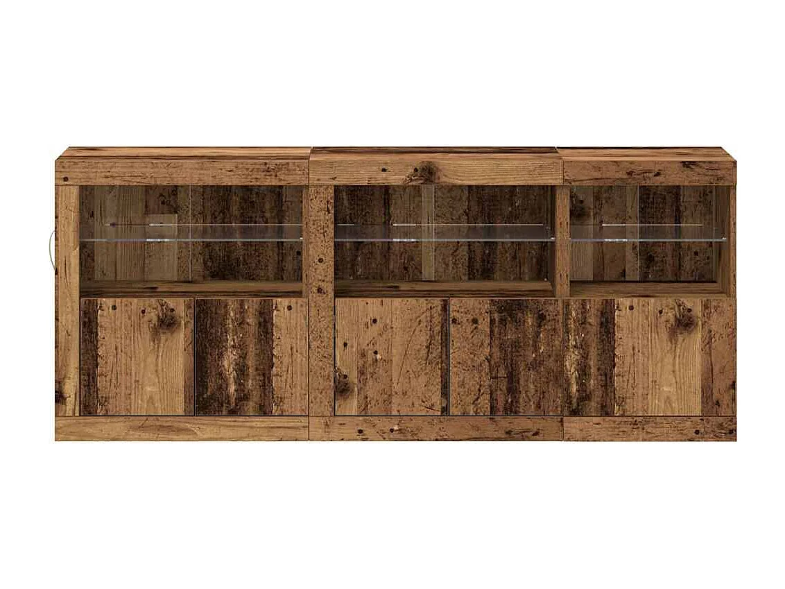Credenza | Buffet | Armadio con luci LED Legno vecchio 162x37x67 cm Legno ingegnerizzato