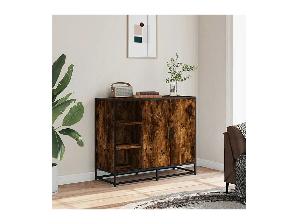 Buffet | Bahut | Meuble de rangement chêne fumé 92x35x76 cm bois d'ingénierie