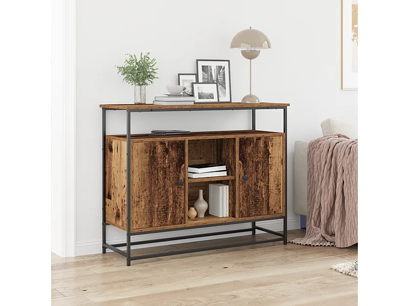 Buffet | Bahut | Meuble de rangement en bois ancien 100x35x80 cm en bois aggloméré et acier