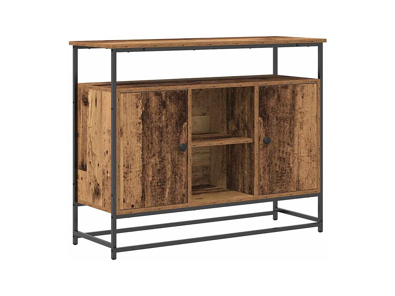 Credenza | Buffet | Armadio in Legno Antico 100x35x80 cm in Legno Ingenerizzato e Acciaio