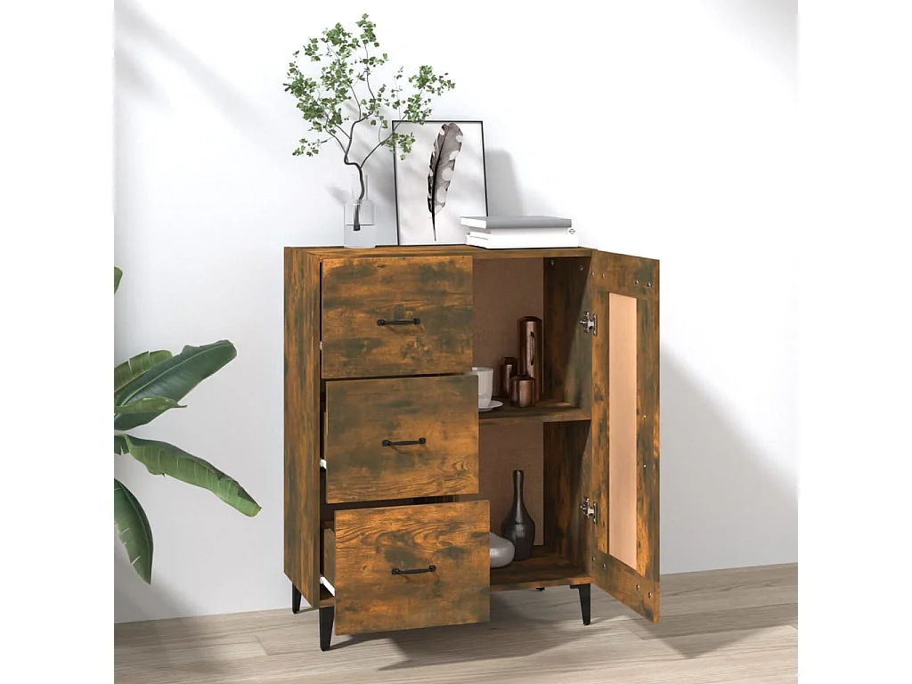 Buffet | Bahut | Meuble de rangement Chêne fumé 69,5x34x90 cm Bois d'ingénierie