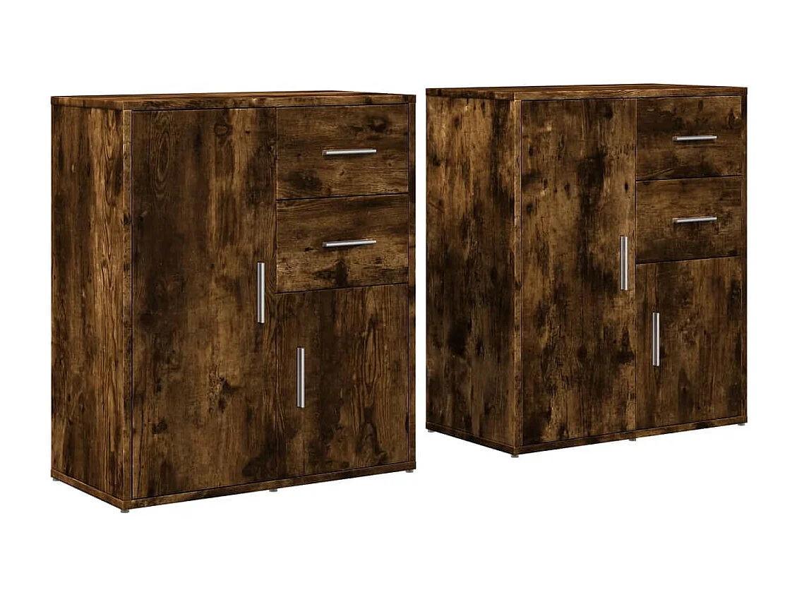 Credenze | Buffet | Armadi 2 pz Rovere Fumo 60x31x70 cm in Legno Multistrato