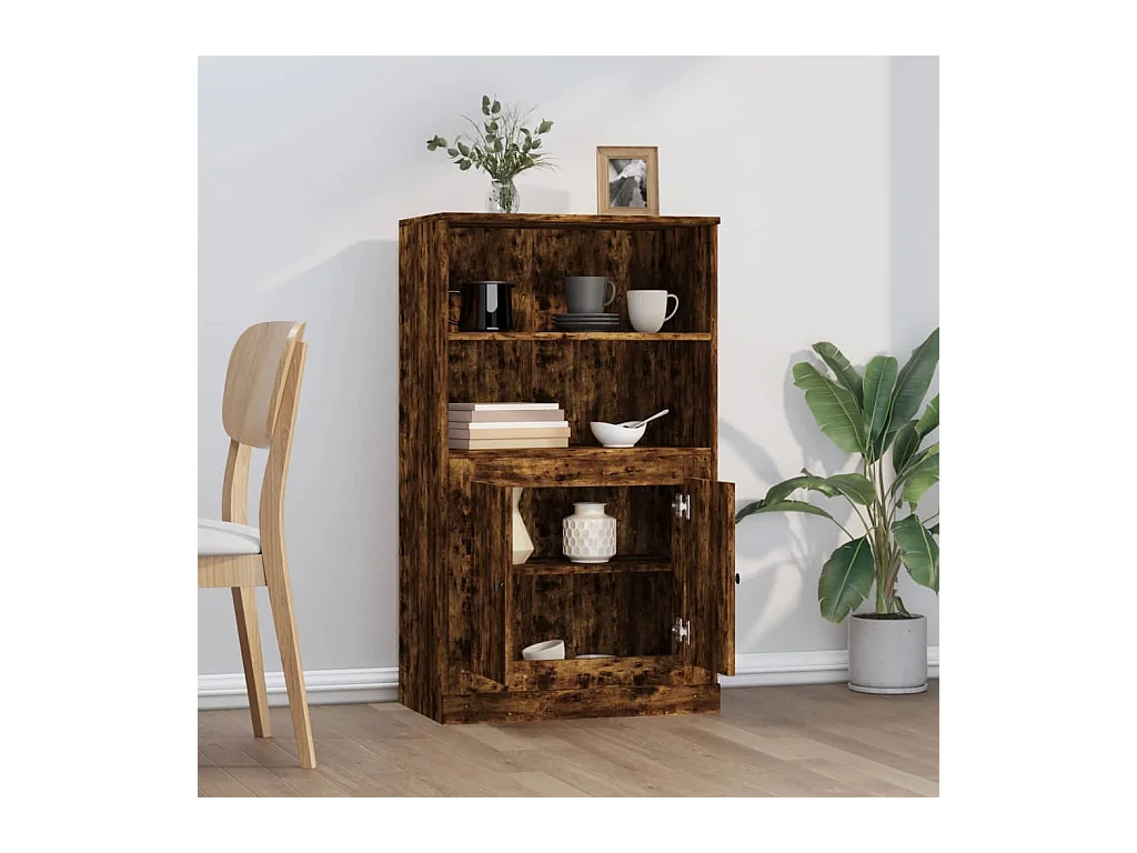 Credenza | Buffet | Armadio Rovere Fumo 60x35,5x103,5 cm in Legno Multistrato