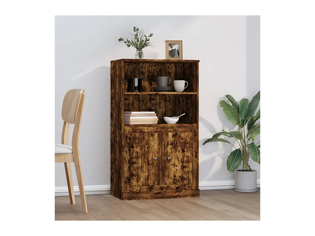 Buffet | Bahut | Meuble de rangement haut chêne fumé 60x35,5x103,5 cm bois d'ingénierie