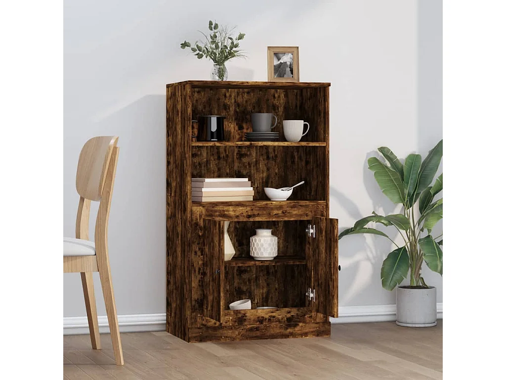 Buffet | Bahut | Meuble de rangement haut chêne fumé 60x35,5x103,5 cm bois d'ingénierie
