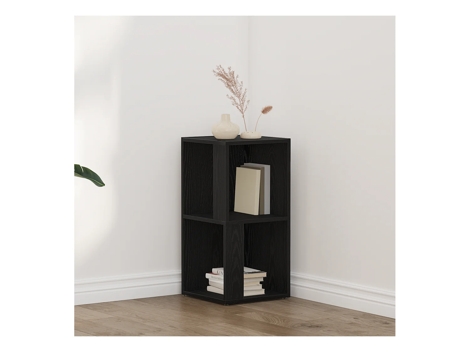 Credenza | Buffet | Armadio Angolare Nero Rovere 33x33x67 cm Legno ingegnerizzato
