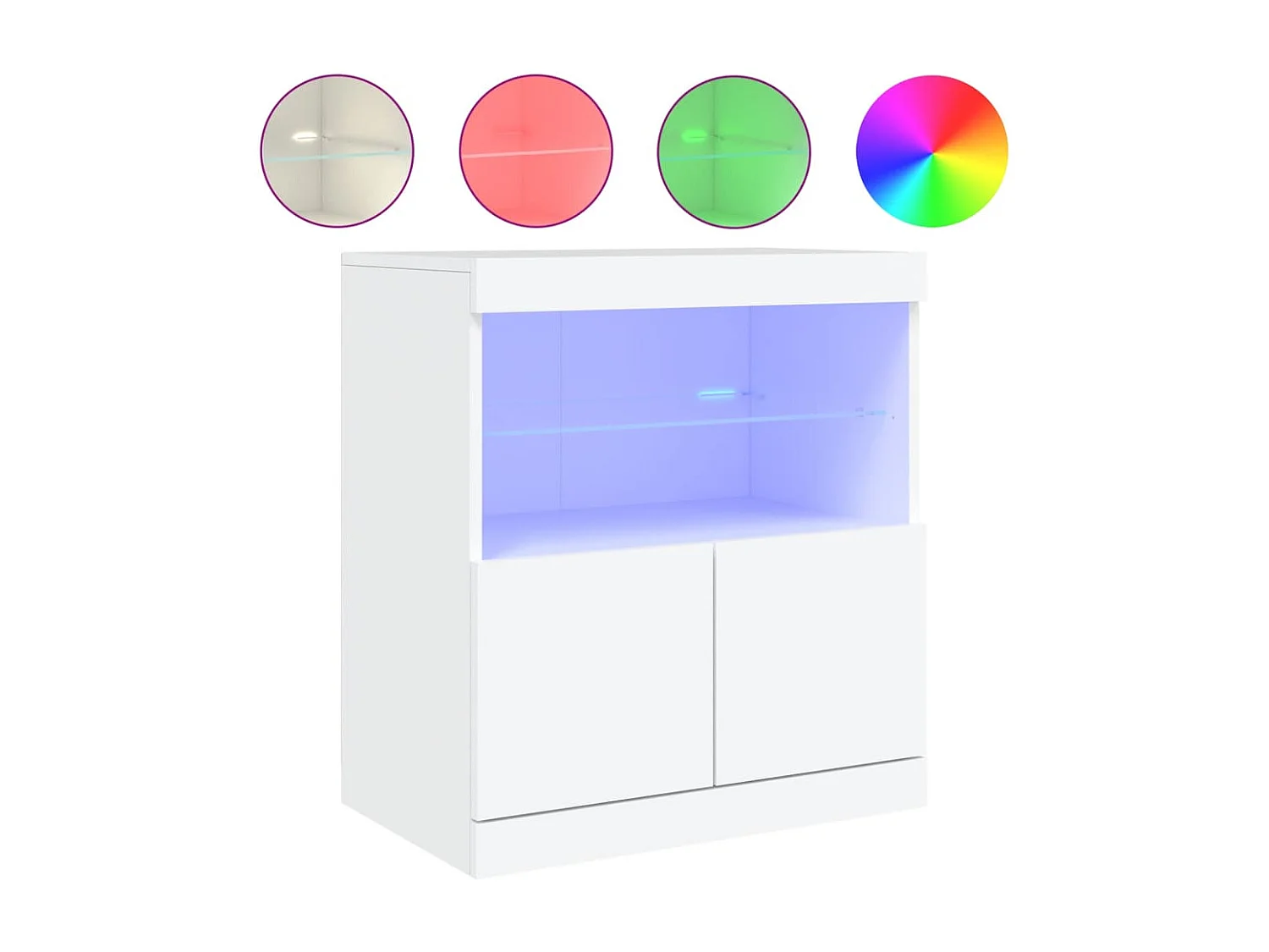 Buffet | Bahut | Meuble de rangement avec lumières LED blanc 60x37x67 cm