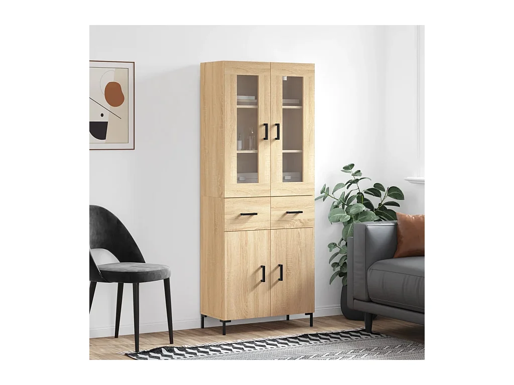 Buffet | Bahut | Meuble de rangement haut Chêne sonoma 69,5x34x180 cm Bois d'ingénierie