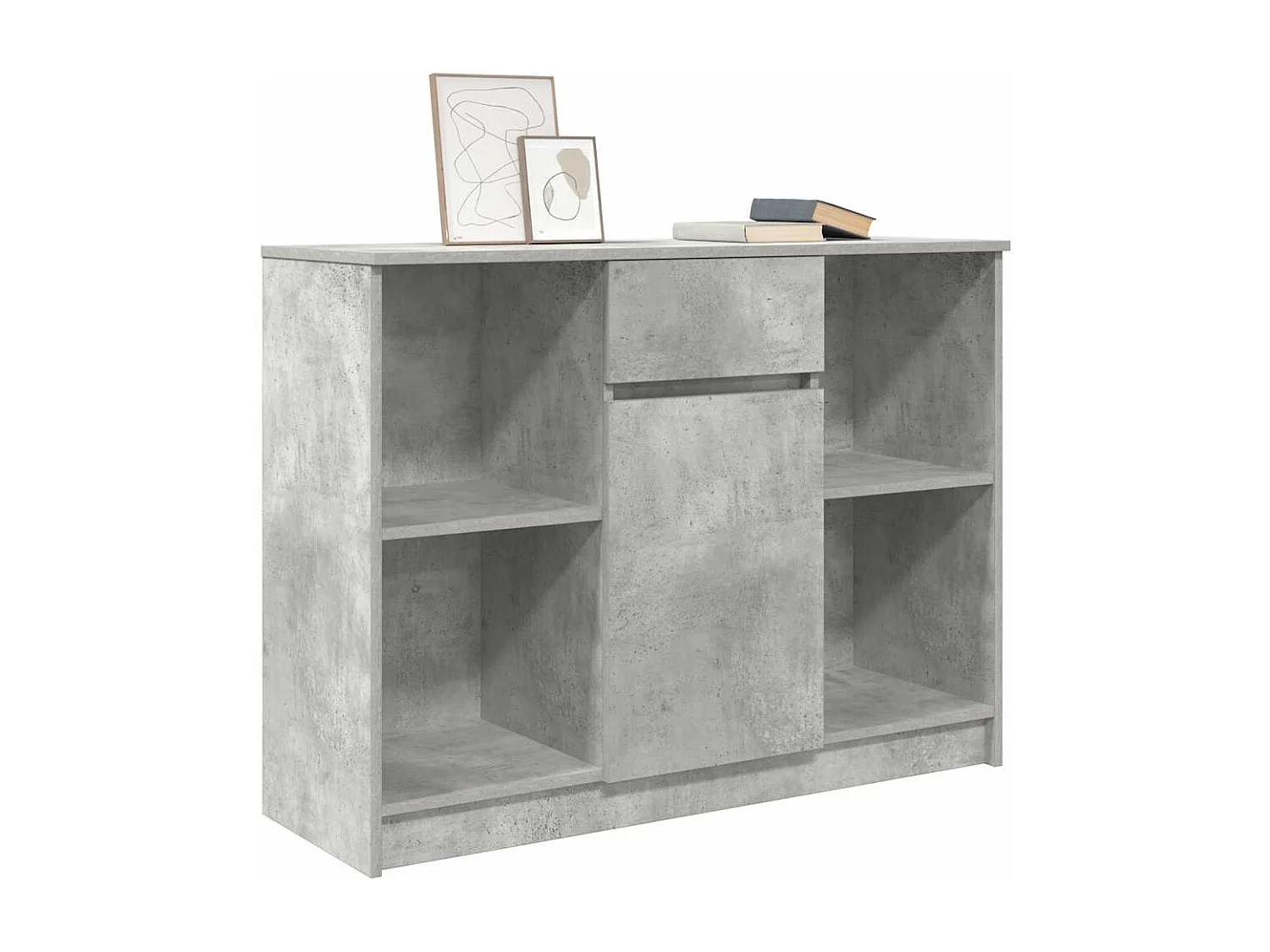 Buffet | Commode à tiroir | Meuble de rangement avec tiroir gris béton 101x35x76 cm bois d'ingénierie