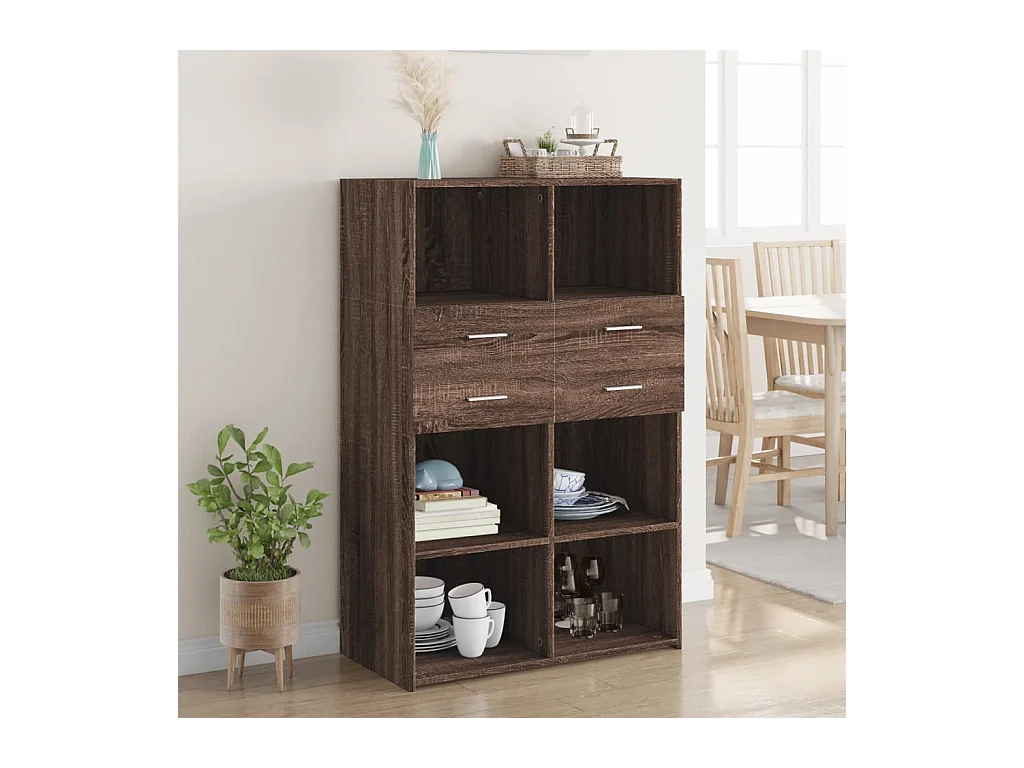 Credenza | Buffet | Armadio Rovere Marrone 80x42,5x124 cm in Legno Multistrato