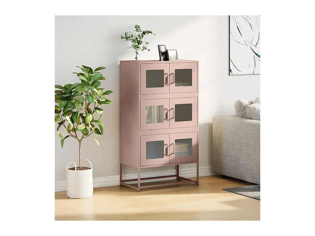 Credenza | Buffet | Armadio Rosa 68x39x123 cm in Acciaio