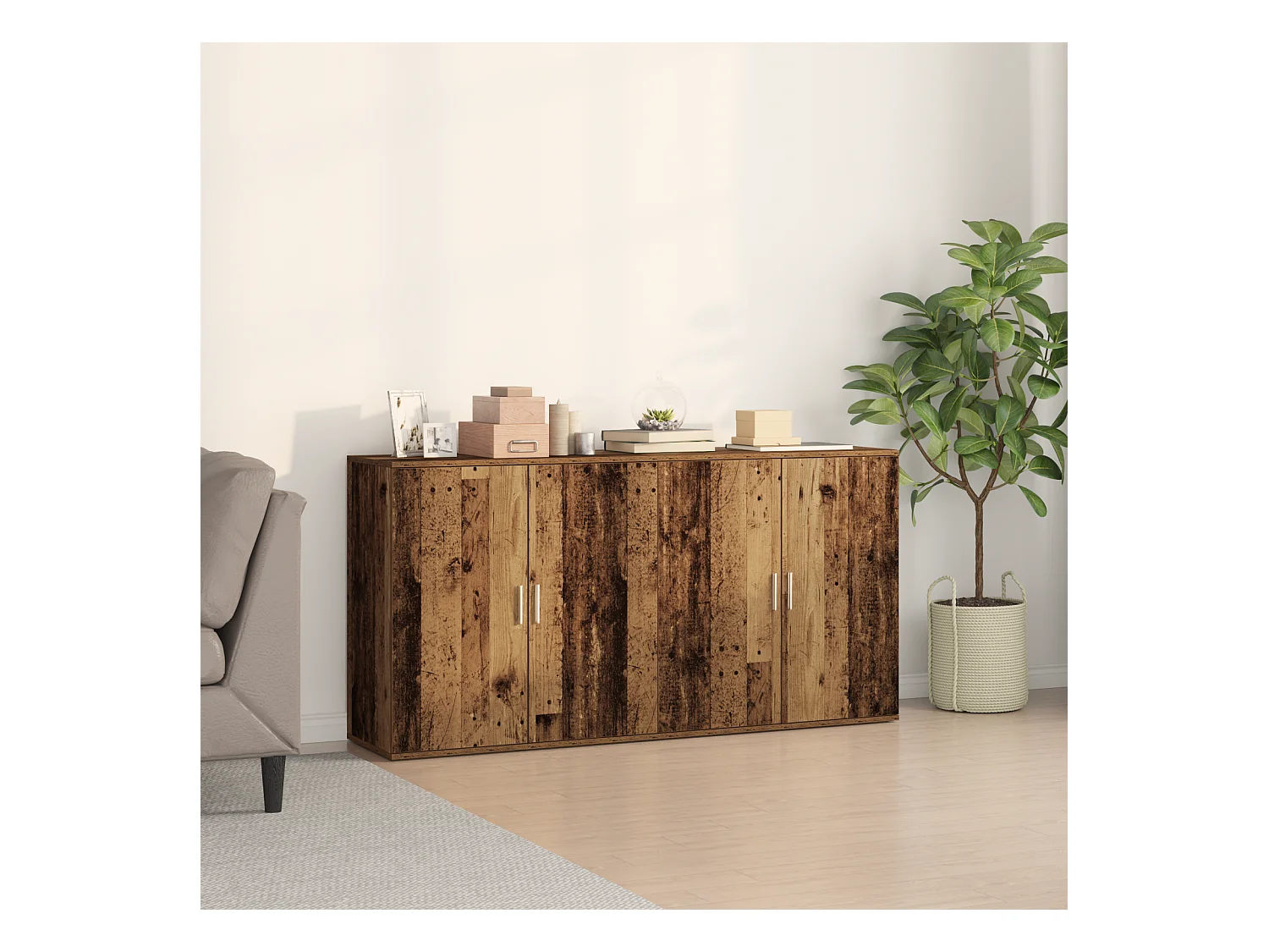 Credenza | Sideboard Consolle 2 pezzi Legno Antico 79x38x80 cm Legno Ingenerizzato