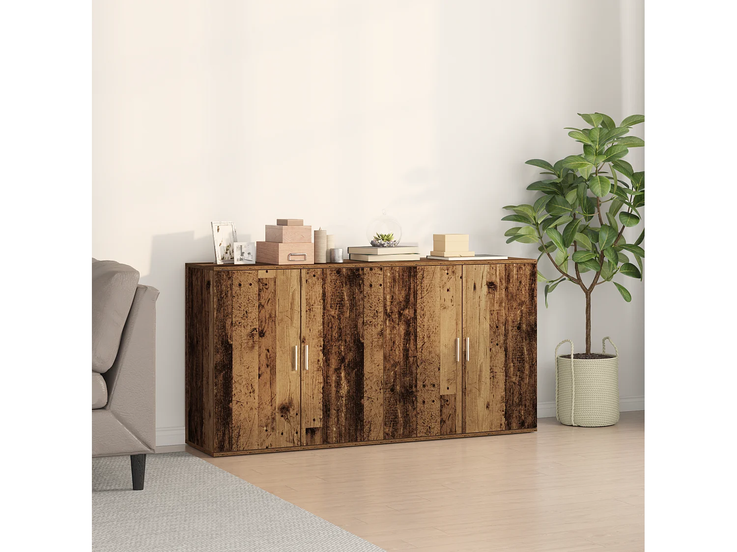Buffet | Sideboard | Dressoir 2 pcs Oudhout 79 x 38 x 80 cm Bewerkt hout