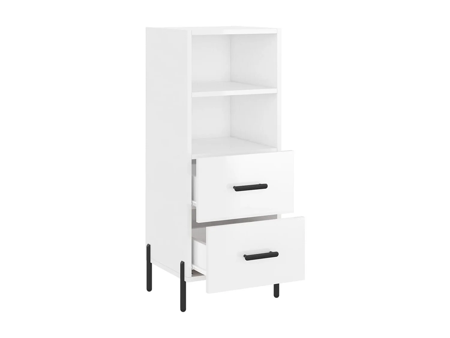 Credenza | Buffet | Armadio Bianco Lucido 34,5x34x90 cm in Legno Multistrato