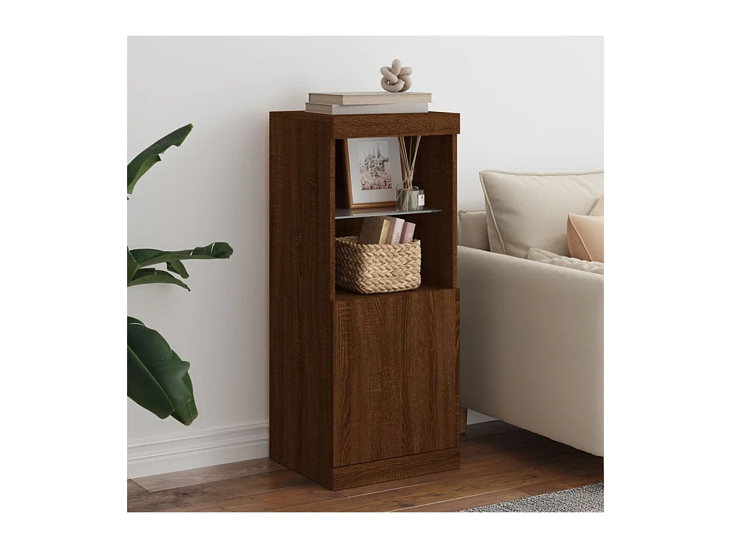 Buffet | Bahut | Meuble de rangement avec lumières LED chêne marron 41x37x100 cm