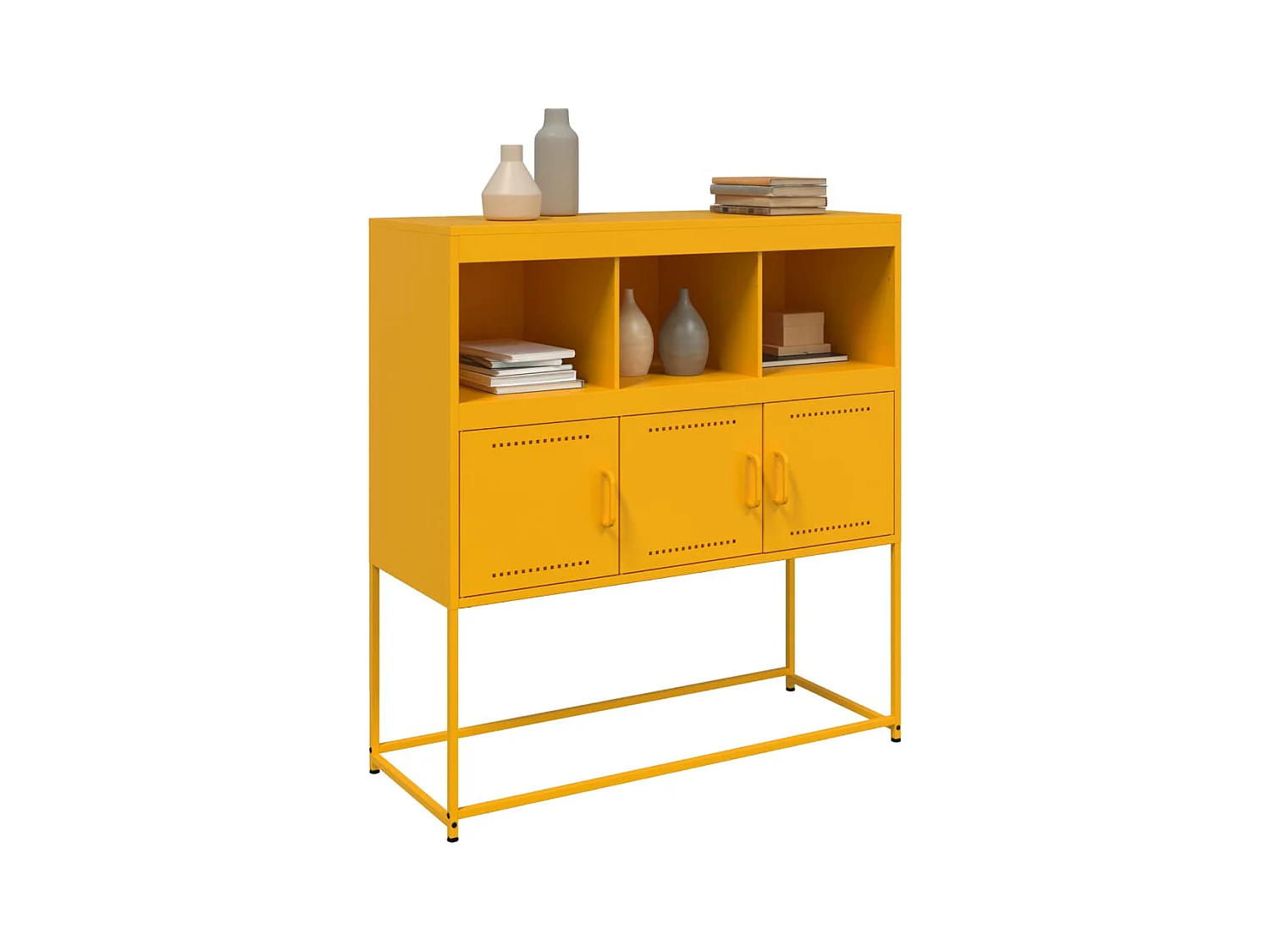 Buffet | Bahut | Meuble de rangement jaune moutarde 100,5x39x107 cm acier