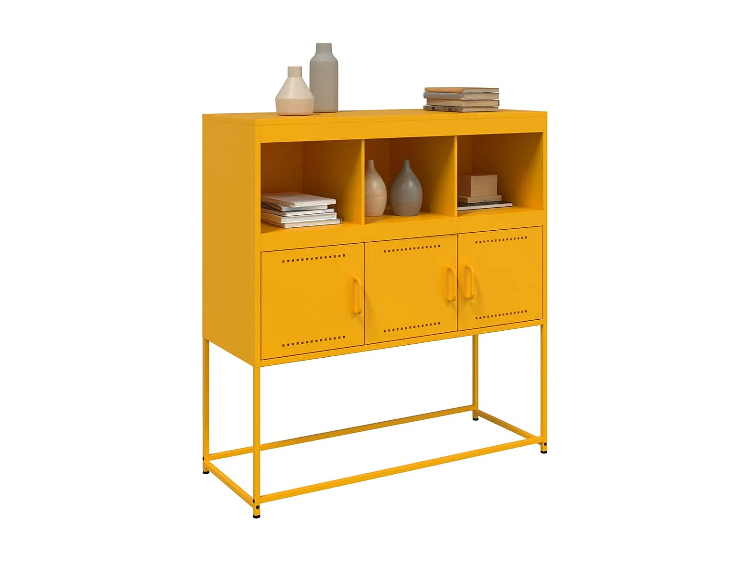 Credenza | Buffet | Armadio Giallo Senape 100,5x39x107 cm in Acciaio