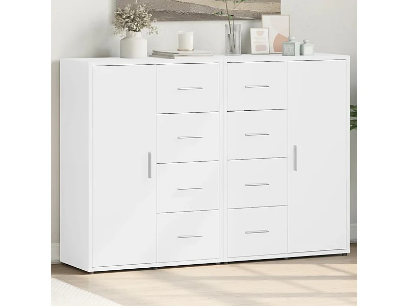 Buffets | Bahuts | Meuble de rangement 2 pcs blanc 60x31x84 cm bois d'ingénierie