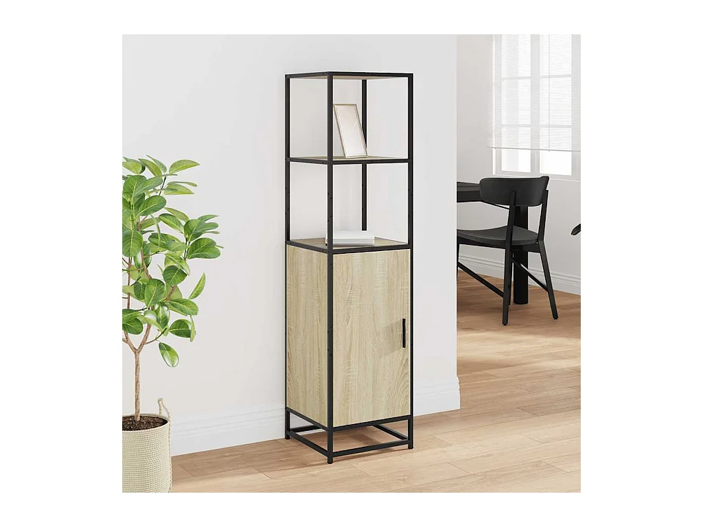 Buffet | Bahut | Meuble de rangement haut chêne sonoma 35,5x35x139 cm bois d'ingénierie métal