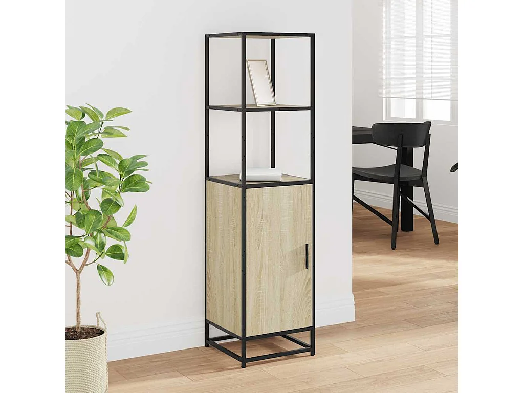 Buffet | Bahut | Meuble de rangement haut chêne sonoma 35,5x35x139 cm bois d'ingénierie métal