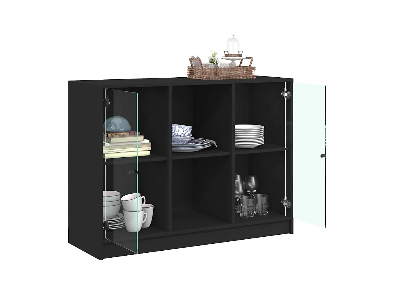 Credenza | Buffet | Armadio Nero 102x37x75,5 cm in Legno Multistrato