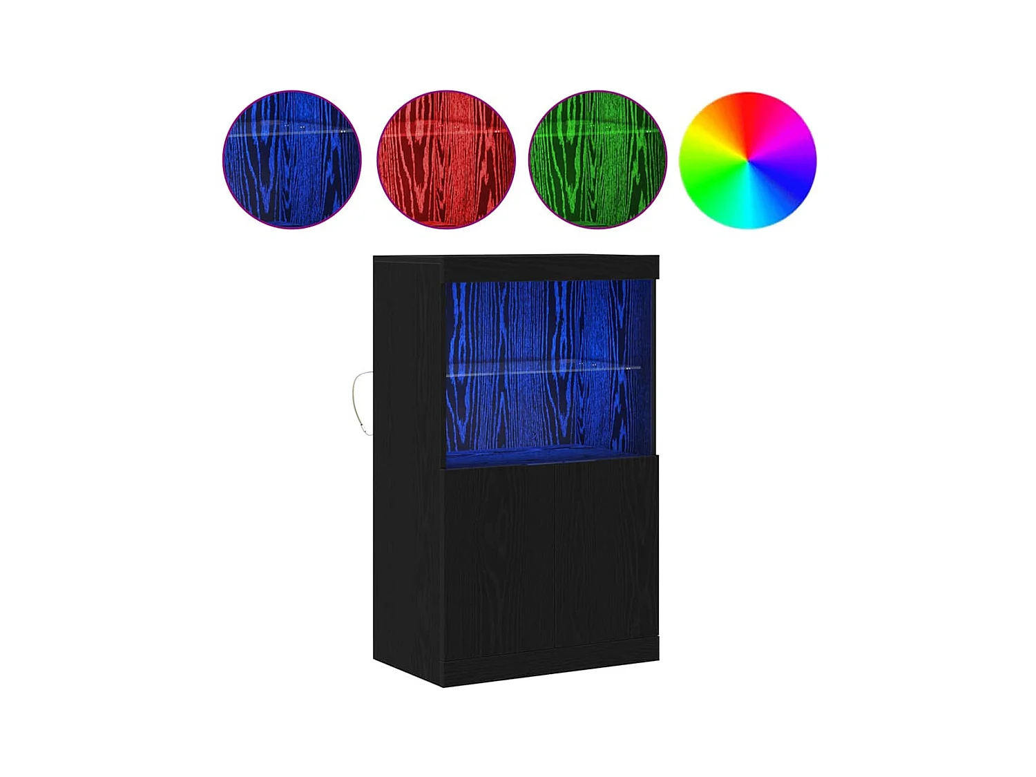 Buffet | Bahut | Meuble de rangement avec lumières LED Chêne Noir 60x37x100 cm