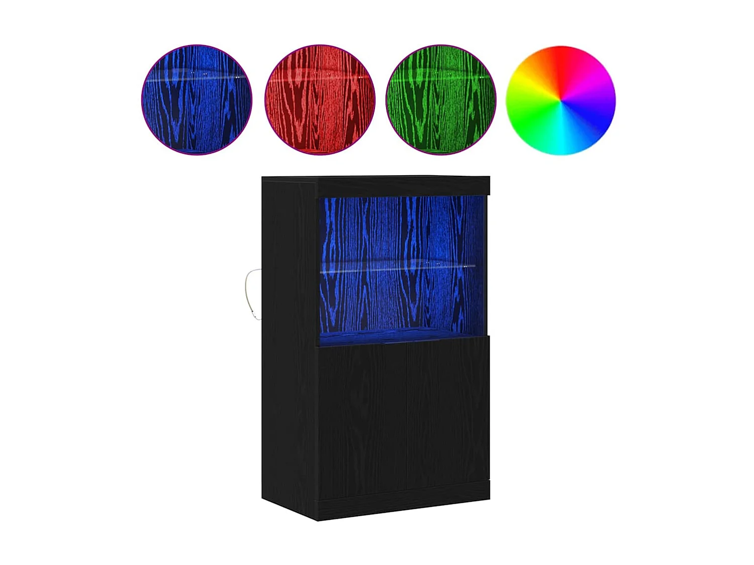 Buffet | Bahut | Meuble de rangement avec lumières LED Chêne Noir 60x37x100 cm