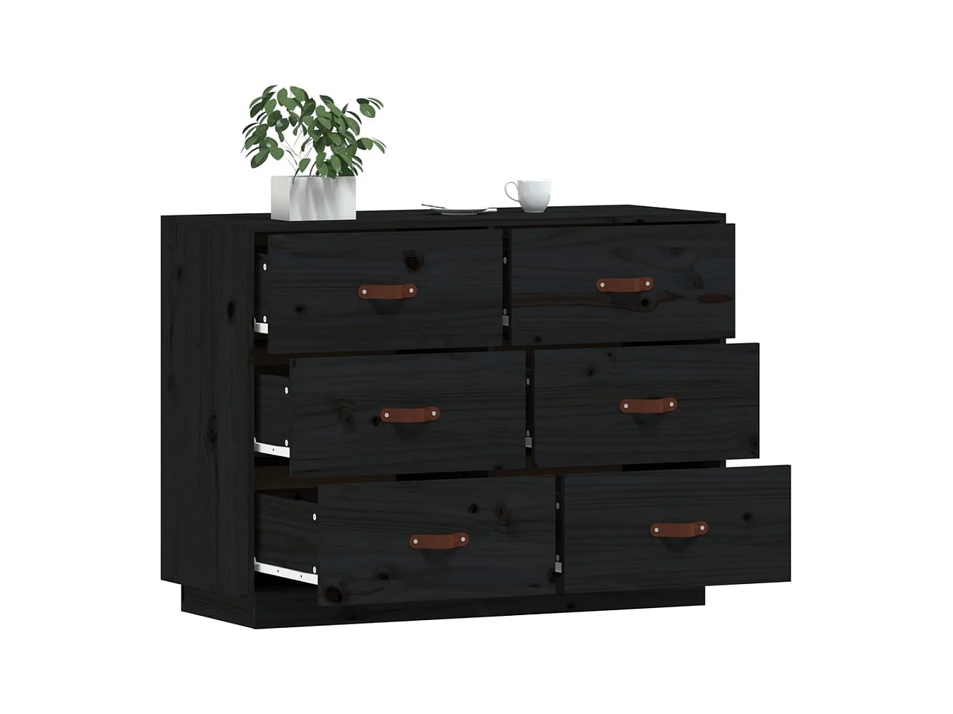 Buffet | Bahut | Meuble de rangement Noir 100x40x75 cm Bois massif de pin