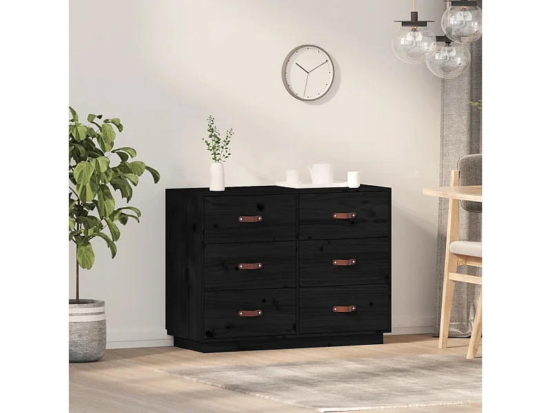 Credenza | Buffet | Armadio Nera 100x40x75 cm in Legno Massello di Pino