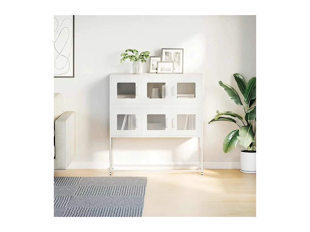 Credenza | Buffet | Armadio Bianca 100,5x39x107 cm in Acciaio Laminato a Freddo