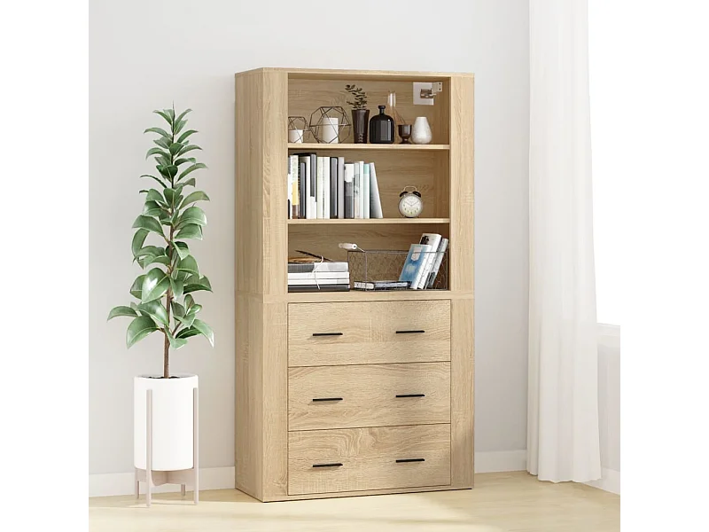 Buffet | Bahut | Meuble de rangement haut Chêne sonoma Bois d'ingénierie